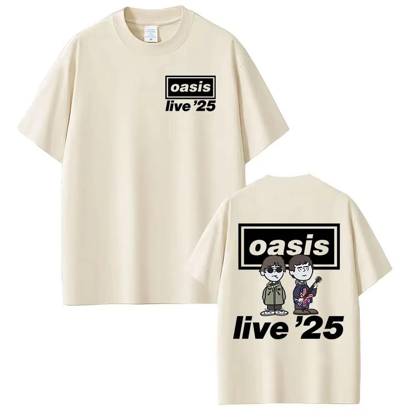 Rock Band O-Oasis Live 25 Tour T Shirt Men Women Cartoon Vintage Oversized T-shirt High Quality Cotton Short Sleeve T-shirts