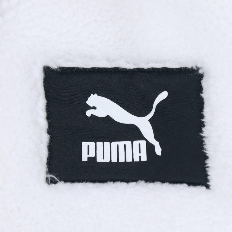 Puma Шерпа Контраст Большой Логотип Флисовая Теплая Куртка Мужская Верхняя Одежда Белый 848418-02