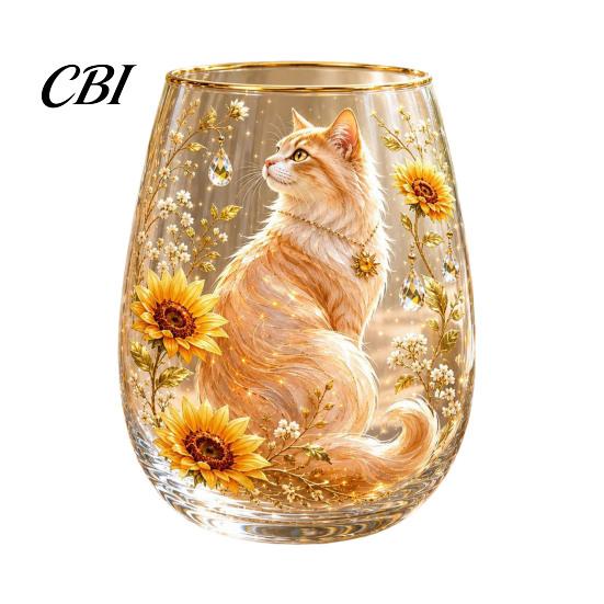 Artistic Kitchen Tableware Hummingbird Joy Tea Cup, Colorful Animal Tumbler, Floral Glass Ritual Sense Drinkware Golden Rim, Water for Coffee