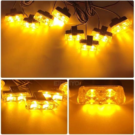 12 16 LED Car Front Grille Strobe Light 12V LED Flashing Emergency Lamp Police Warning Flash Signal Light Daytime Running Lights
