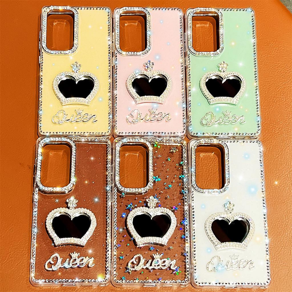 Handmade Sparkly Diamond Crown Mirror IMD Phone Case, Compatible with Samsung S23 Ultra/S24/S25 & A07/A15/A16/A17/A26/A35/A36/A55/A56