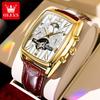 OLEVS Fashion Brand Watch Square Fashion Mechanical Watch Multi-function Belt Hollow Men's Watch Men's Watch