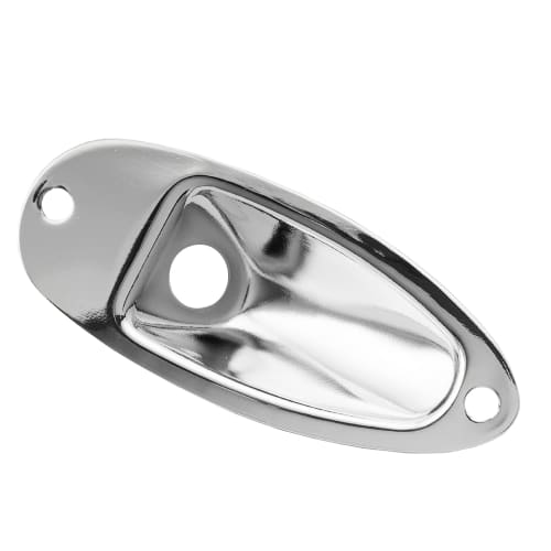 Musiclily Basic Boat-Shaped Strat Jack Plate for Strat Electric Guitar, Chrome (Pack of 2)
