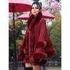 Women 2 Circle Faux Rabbit Fur Cape Poncho Winter Loose Warm Shawl Outerwear Cashmere Cloak Overcoat