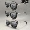 3PCS  Retro Male Round Sunglasses Women Men Brand Designer Cat Eye Sun Glasses Alloy Mirror