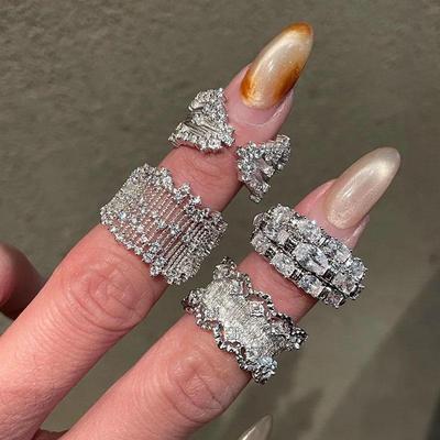 Изысканная серия: Элегантные серебряные штабелируемые кольца для женщин в стиле легкой роскоши, высококлассный дворцовый стиль