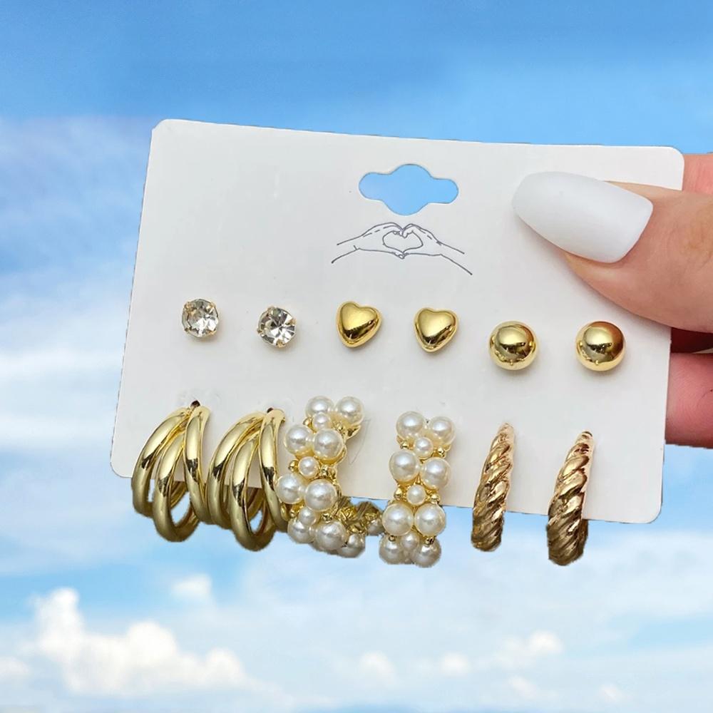 iF ME Модный комплект жемчужных серег, женские роскошные серьги-гвоздики с бабочкой и сердцем, золотые серьги-гвоздики из смолы, серьги-кольца, ювелирные аксессуары