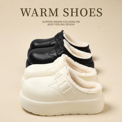 Хлопковые тапочки для улицы 2025 новые теплые толстая подошва нескользящие домашние хлопковые тапочки сумка голова зимние хлопковые швабры