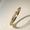 Colorful Gold Plated Floral Bangle Retro Rhinestone Inlay Oil Dipping Cuff  Elegant