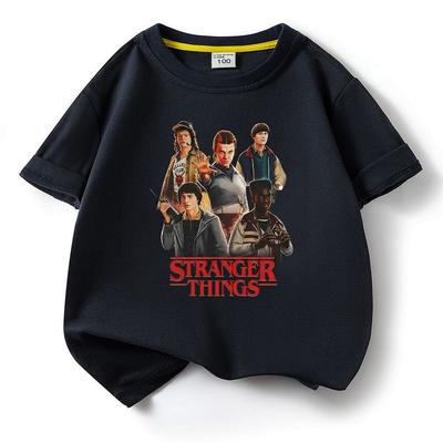 Детская футболка из чистого хлопка с мультяшным принтом Stranger Things