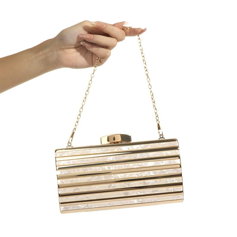 2024 New Pattern Dinner Single Shoulder Bag Satchel High Archives Banquet Hand bag Wallet Striped Acrylic Clutch Bag