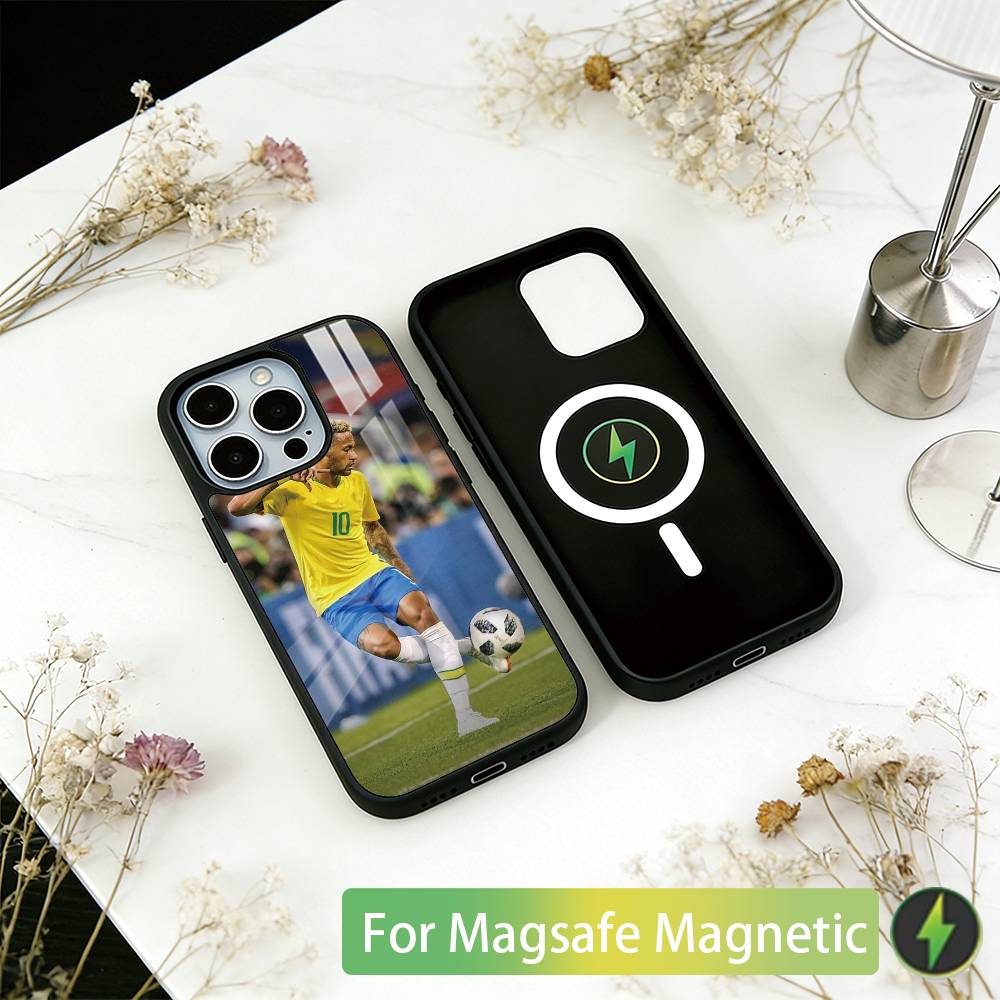 Футбольная звезда 10 Неймар Чехол для телефона для iPhone 17, 16, 15, 14, 13, 12, 11 Plus, Pro Магнитный с беспроводной зарядкой Magsafe
