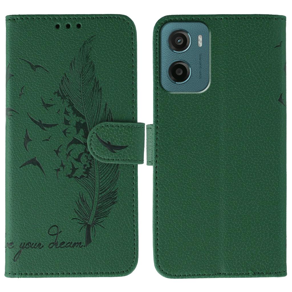 For Motorola Moto G05 4G Case Feather Imprint PU Leather Wallet Phone Cover