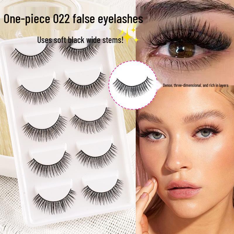 Cosplay Black Thin Full Strip False Eyelashes with Cotton Stem - 009 Natural Style for Double Eyelids