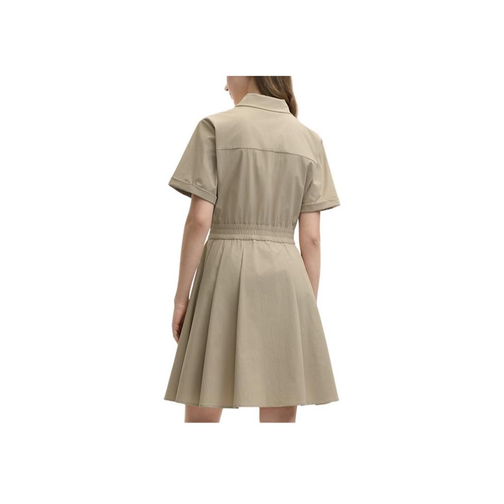 Fila Original Skin-Friendly UV Resistant Versatile Simple Cool Short Sleeve Dress Women Dresses Khaki F11W529301F-LK
