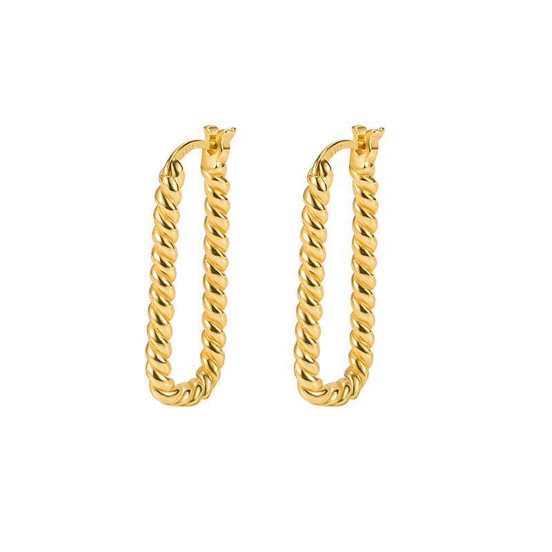 ANENJERY U-образные серьги для женщин, простые французские серьги-кольца из витой веревки, букле д'орей, серебристого цвета