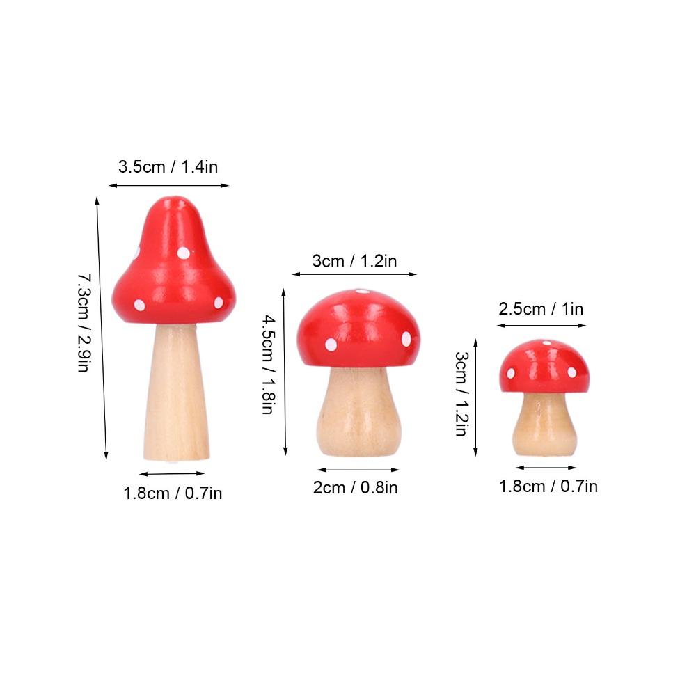 3pcs Wood Mushroom Ornament S L M Indoor Decoration Figurine Festival Gift Ornament Bedroom