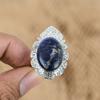 Natural Sodalite Gemstone Promise Adjustable Ring 925 Sterling Silver Jewelry