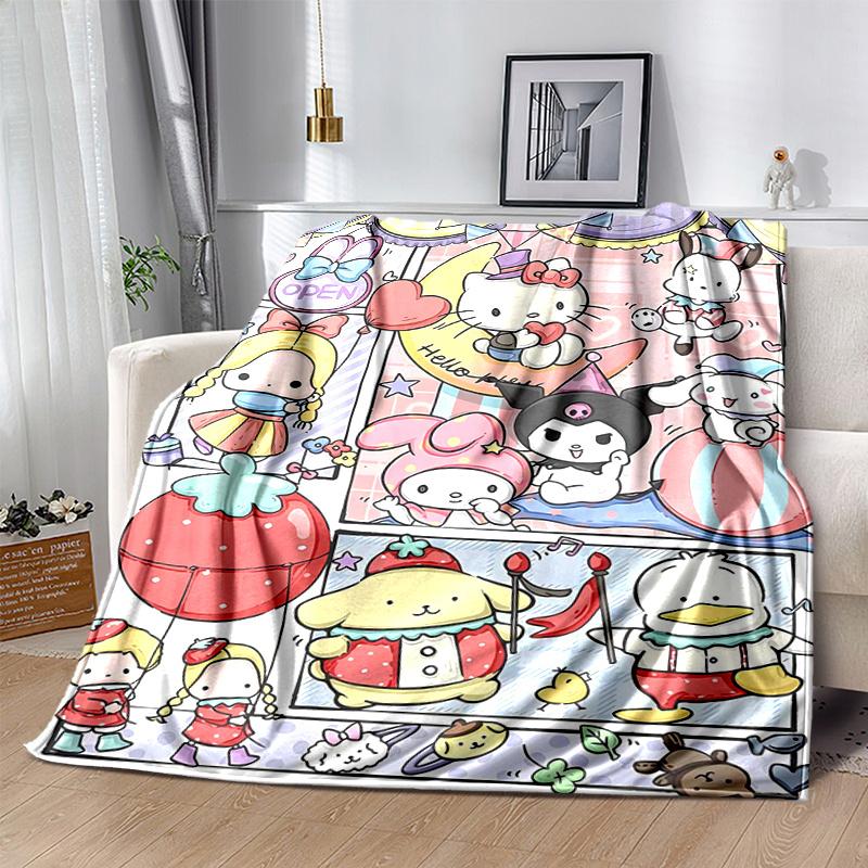 1pc Hello Kitty and Friends Sweet Shop Blanket, Seasonal Universal Home Decorative Throw Blanket, Living Room, Travel, Camping, Car Blankets, Beach, O