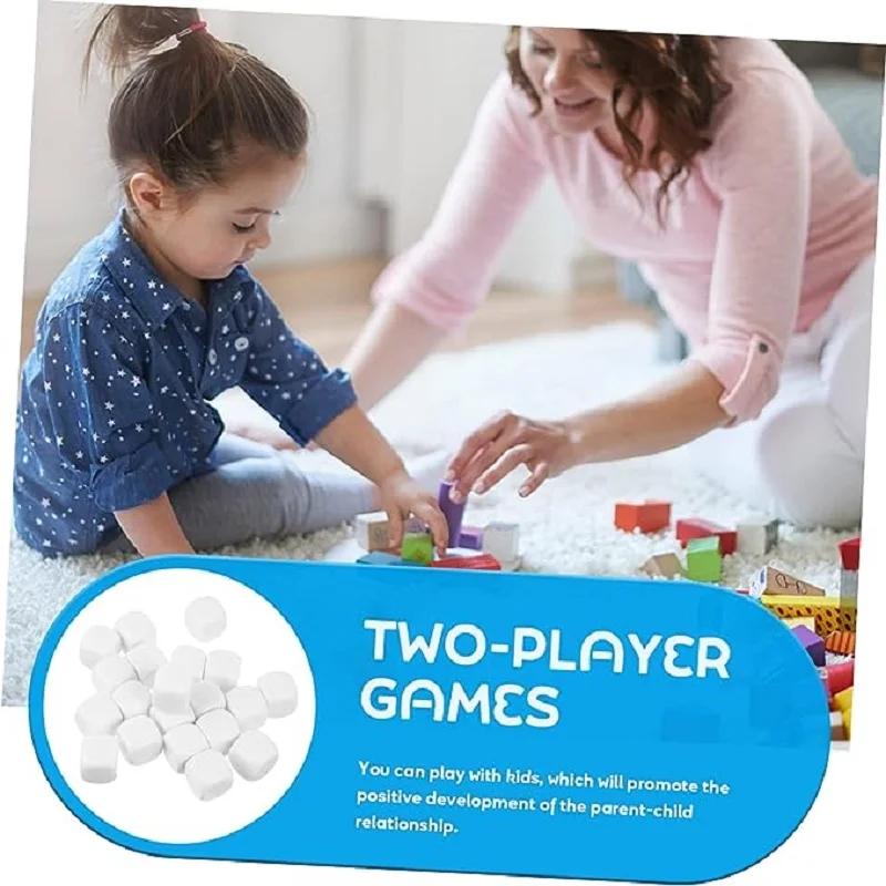 10Pcs 18mm D6 Round Corner Empty Acrylic White Blank Dice For DIY Board Game Write Painting Graffiti Props Educational Toys Tool