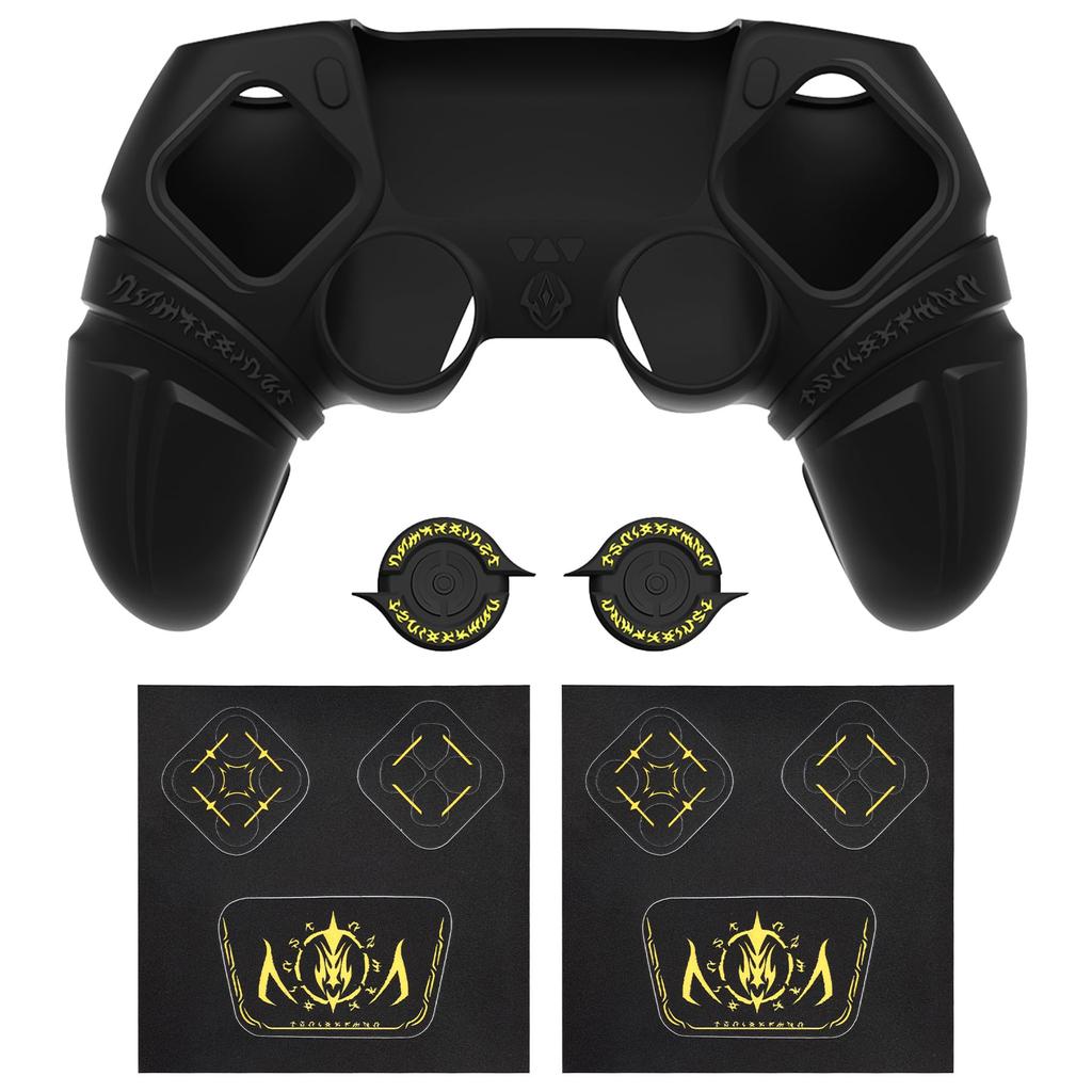 Силиконовый чехол PlayVital Runes Edition для сенсорной панели с наклейкой на упор для большого пальца и крестообразной клавишей совместим с оригинальной зарядной подставкой PS5 с чехлом