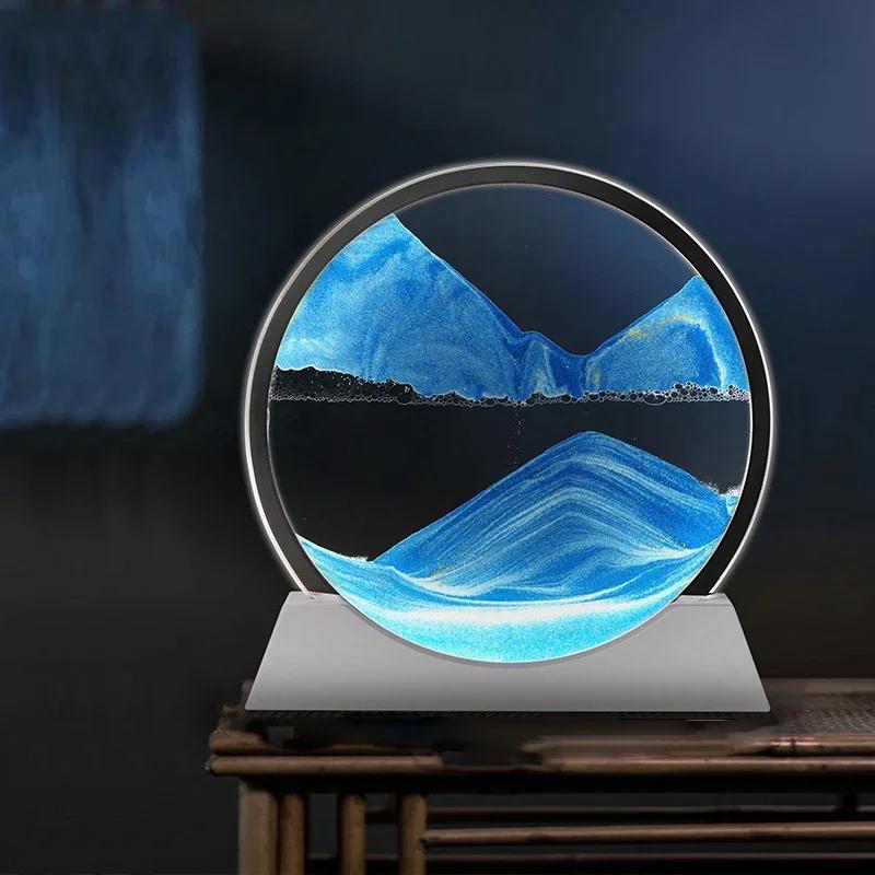 Песочный пейзаж Движущаяся песочная картина Настольная лампа 3D Песочные часы Текучий песок Песочная живопись Офисный стол Домашний декор Подарки