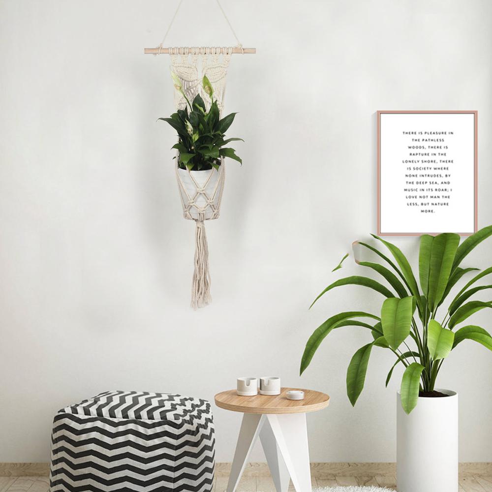 Вешалка для растений, Вешалка для растений в технике макраме Подвесная вешалка для цветов Настенное искусство в винтажном стиле