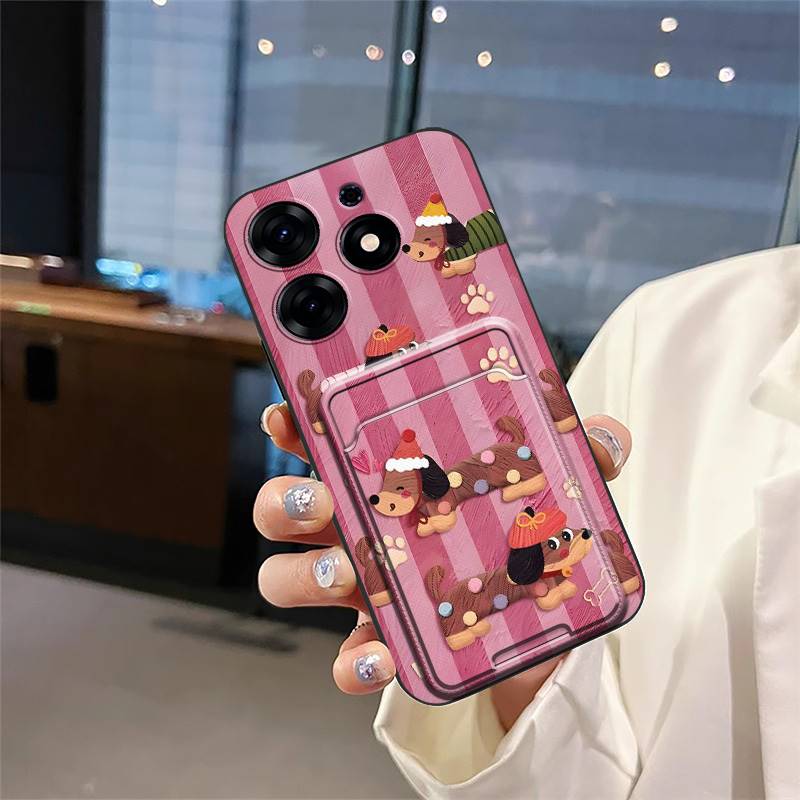 Card slot Anti-knock Phone Case For Tecno Spark 10 Pro/Ki7 Cartoon TPU Card sleeve Fashion Design Dirt-resistant Cute