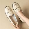 Summer Middle-aged and Elderly Hollow Breathable Leather Shoes Women's Comfortable Soft-soled Hole Shoes Non-slip Mother 40 To 50 Years Old Elde