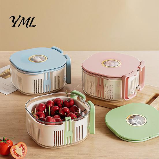 Rotating Berry Rinser for Strawberries Fruit Washing Bowl, with Strainer And Fork, Multifunctional Portable Drain Outdoor Rinse Bowl Basket,