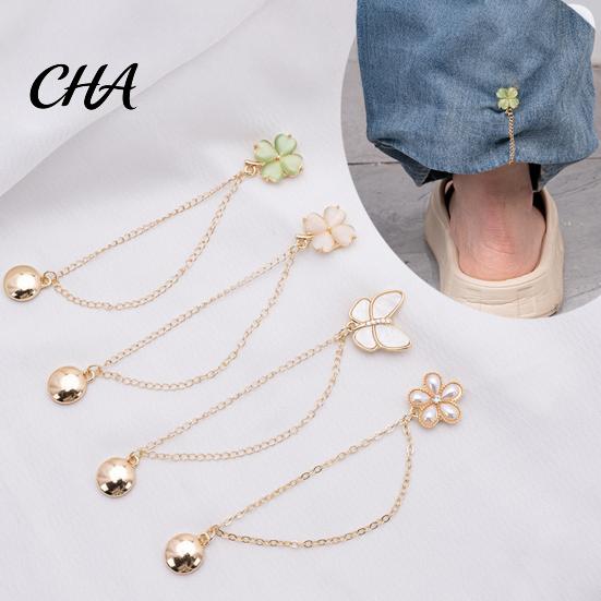 Damage Free Magnetic Clasp Clothing Clips, Butterfly Flower Four-Leaf Clover Shirt Clips for Women, Four Leaf Pin Clothes Button Pins Sleeves, T-Shirt