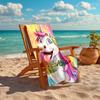 1PC Custom Name Rainbow Unicorn Fantasy Beach Towel Highly Absorbent And Sand-Resistant Towel for Swimming, Pool, Yoga, And Travel Lightweight