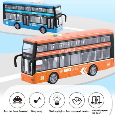 Детский игрушечный автобус Инерционный автобус Детская модель автобуса Сказочный двухэтажный автобус
