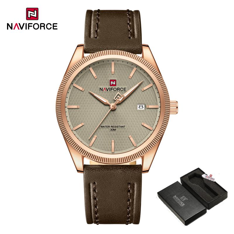 Мужские часы NAVIFORCE Бренд Мужские Часы на Кожаном Ремешке Мужские Повседневные Высококачественные Кварцевые Водонепроницаемые Наручные Часы Montre Femme 2026