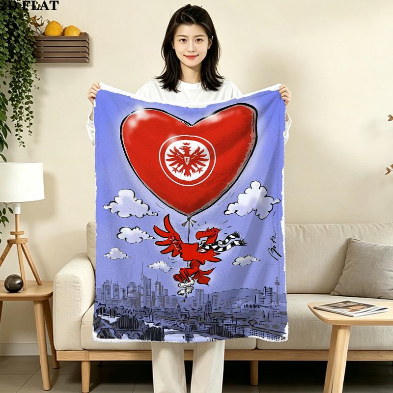 1PC Frankfurt Football Patterned Flannel Blanket Suitable For All Seasons For Home Decor Warmth And Comfort Gifts Holiday Present