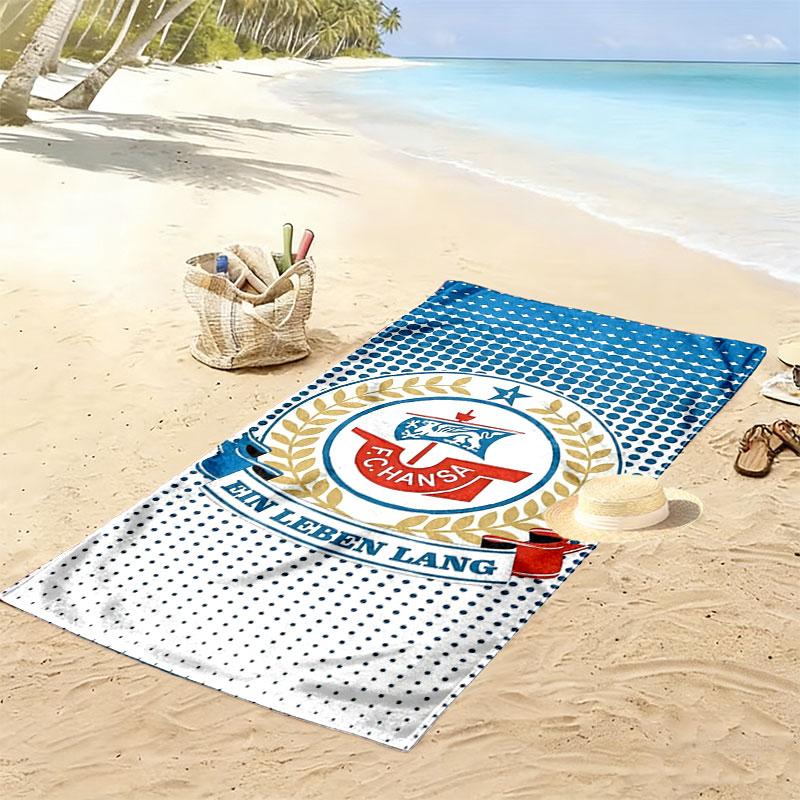 F.C. Hansa Rostock Print Beach Towel, Large Soft Quick Dry Towel for Beach Camping Swimming