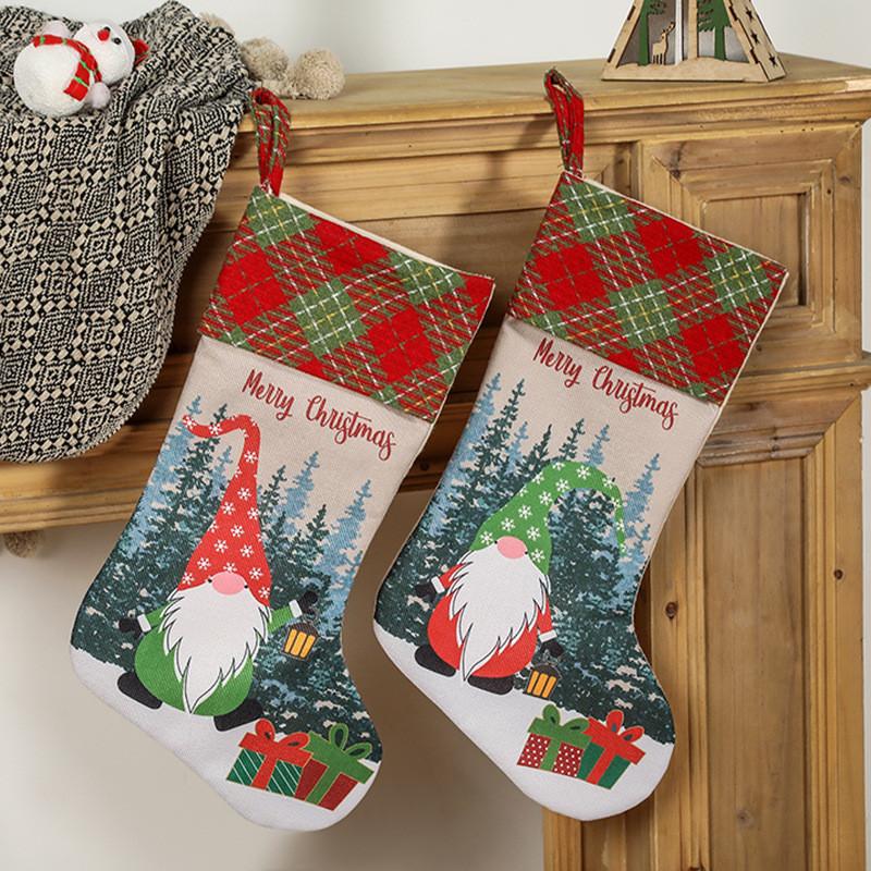 Colorful Green And Red Burlap Rudolph Christmas Stockings For Seasonal Celebrations
