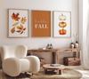 3pc Orange Hello Fall Printable Wall Art, Fall Leaves Print, Watercolor Pumpkin Autumn Print, Fall Quote Poster, Farmhouse Decor