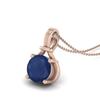 Blue Sapphire Solitaire Pendant - 925 Sterling Silver