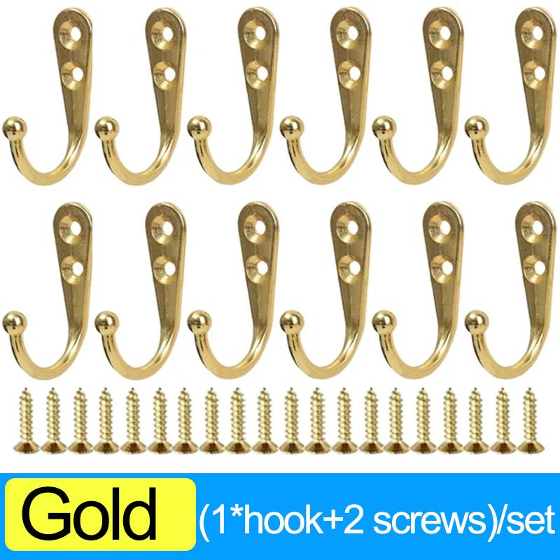 50/1 шт. крючки из сплава с винтами настенные вешалки для полотенец пальто сумки крышки крючки для кухни ванной комнаты держатели для хранения вещей