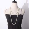 Vintage Luxury Korean Style Long Necklace Imitation Pearl Sweater Chain Clavicle Chain Women Choker