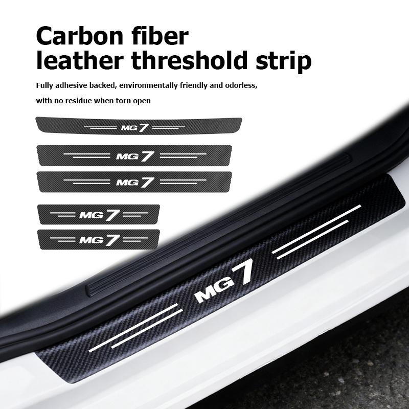 For MG Carbon Fiber Car Door Threshold Protector Stickers Auto Interior Accessories 3 5 6 7 350 500Hector TF GT ZR HS ZS GS UU333