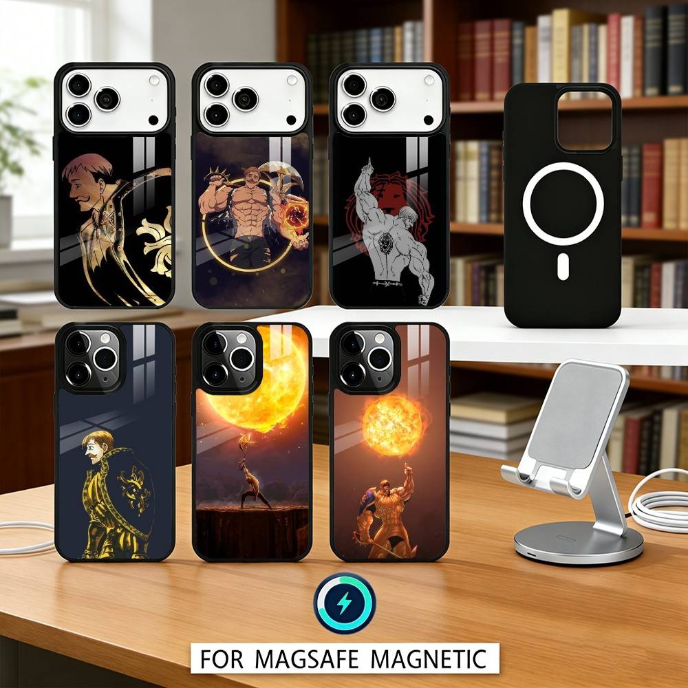 Чехол для телефона E-Escanor S-Sun Мультяшный Магнитный Для iPhone17 16 15 14 13 12 Pro Max Для Magsafe Беспроводная зарядка Обложка