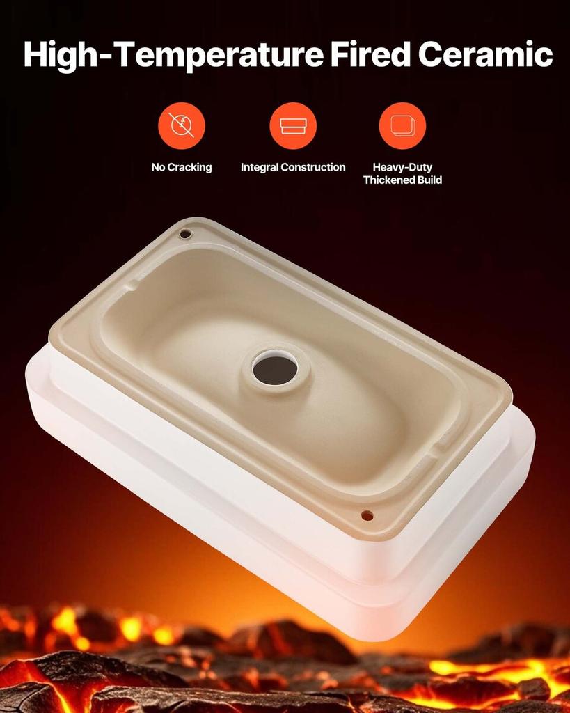 Semi Recessed Bathroom Sink, 490 x 305 mm Rectangular White Ceramic Vessel Sink with 45 mm Drain Hole, Drop in Modern Lavatory Vanity Bath Wash Bowl