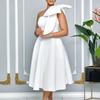Spring and Summer New Women Fashion Slant Shoulder Bow Banquet Dress