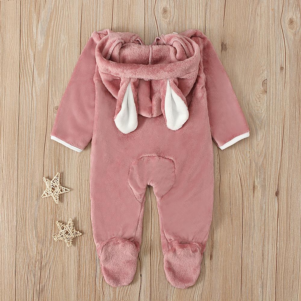 Флисовый хлопковый комбинезон с 3D заячьими ушками для маленьких мальчиков и девочек, комбинезон, осенне-зимняя теплая одежда для детей 0,5-3 лет