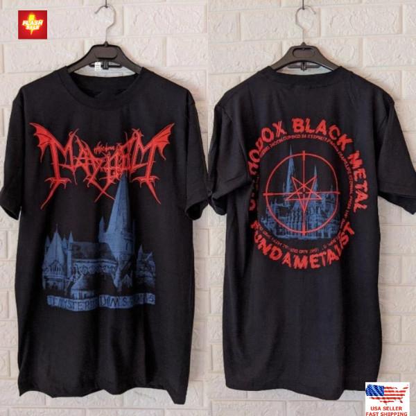 В тренде VTG Mayhem Группа Тур Концерт Тяжелый Хлопок S-5XL Черная Футболка Унисекс Футболка