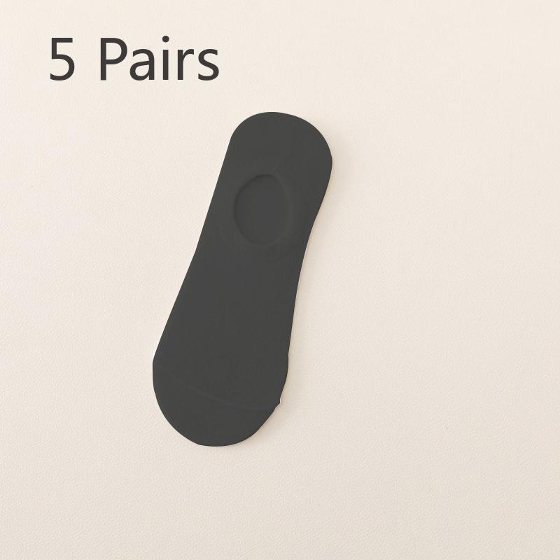 5 Pairs of Spring and Summer Shallow Women's Boat Socks Candy-coloured Invisible Socks Silicone Non-slip Anti-falling Heel Leisure Cotton Socks Tide