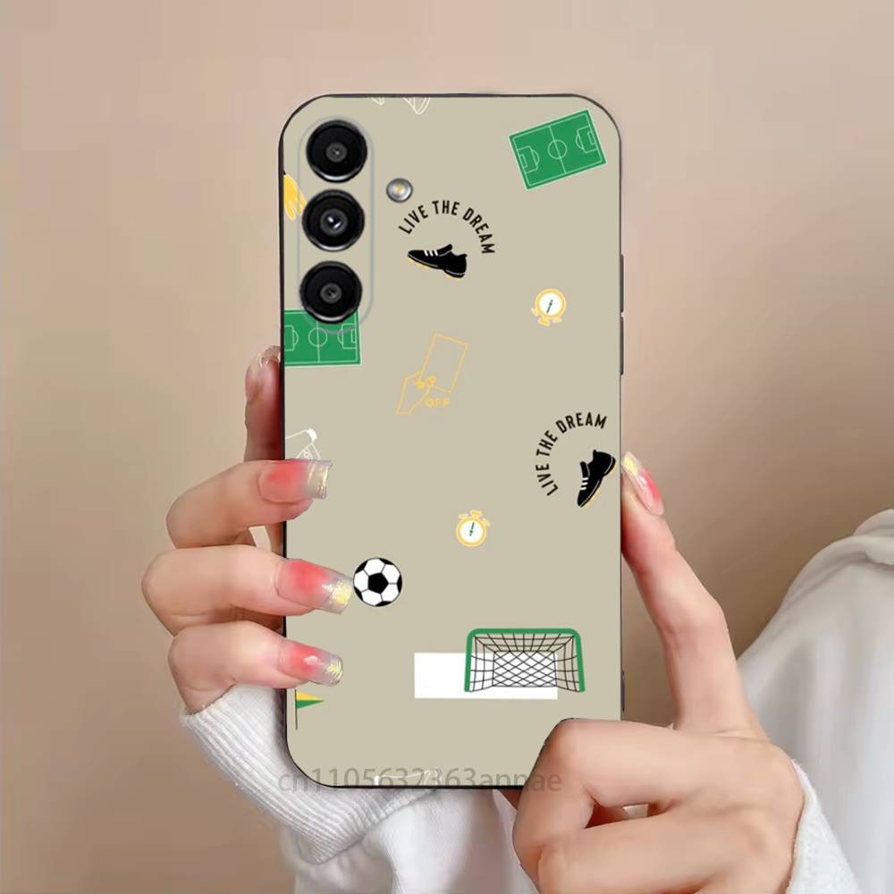 Чехол для телефона Огненный Футбольный Мяч Для Samsung S25,24,23,22,21,S20,Ultra,Plus,FE Черный Мягкий Чехол
