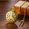 Pocket Watch Automatic Skeleton Antique Roman Analog Display Pocket Watch Waterproof Pendant Watch with Chain Gold Birthday Anniversary Christmas Day
